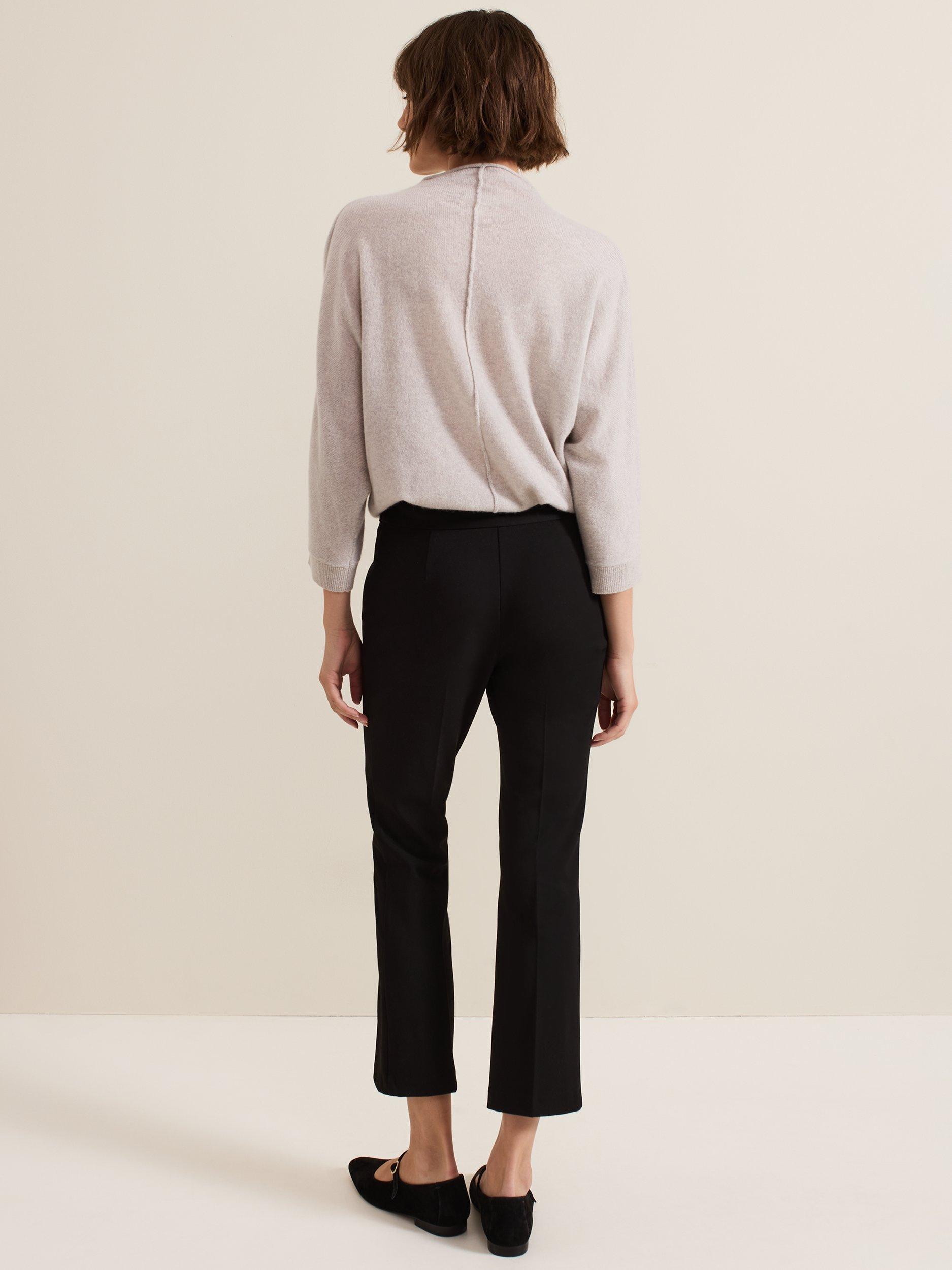 Product image 2 of 8, which shows Phase Eight Carly Flared Cropped Trousers, Black, 12
