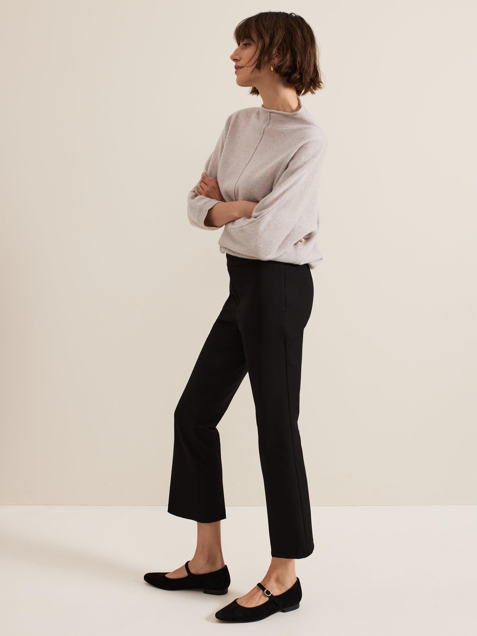 Product image 4 of 8, which shows Phase Eight Carly Flared Cropped Trousers, Black, 12
