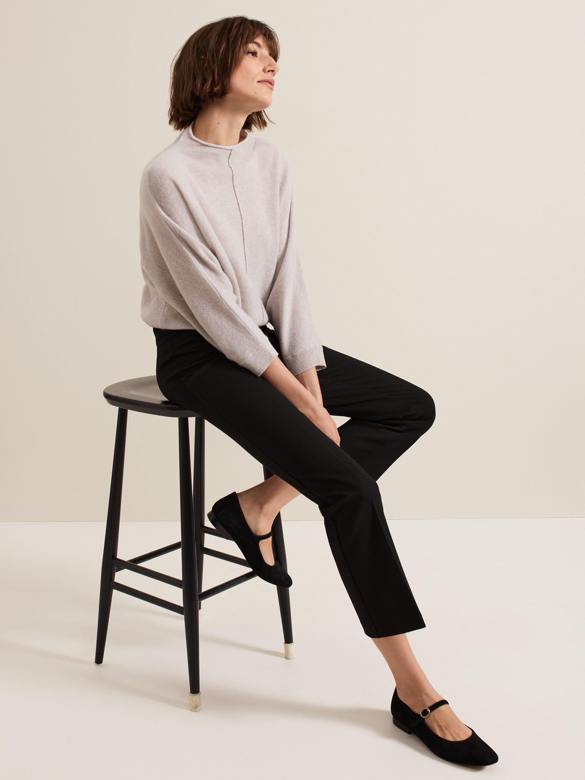 Product image 7 of 8, which shows Phase Eight Carly Flared Cropped Trousers, Black, 12