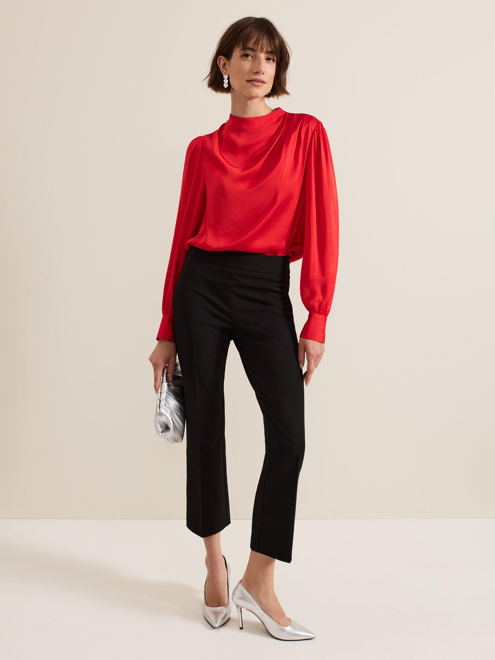 Product image 8 of 8, which shows Phase Eight Carly Flared Cropped Trousers, Black, 12