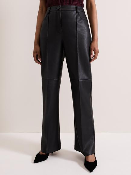 Phase Eight Melissa Faux Leather Trousers, Black, Black