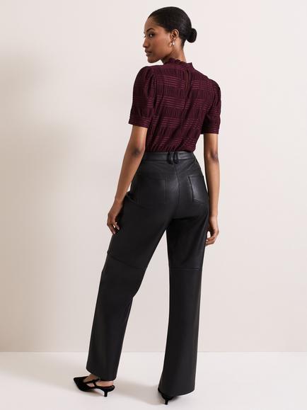 Phase Eight Melissa Faux Leather Trousers, Black - view 2, Black