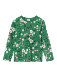 Polarn O. Pyret Kids' Organic Cotton Jersey Floral Top, Green/Multi