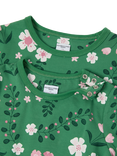 Polarn O. Pyret Kids' Organic Cotton Jersey Floral Top, Green/Multi
