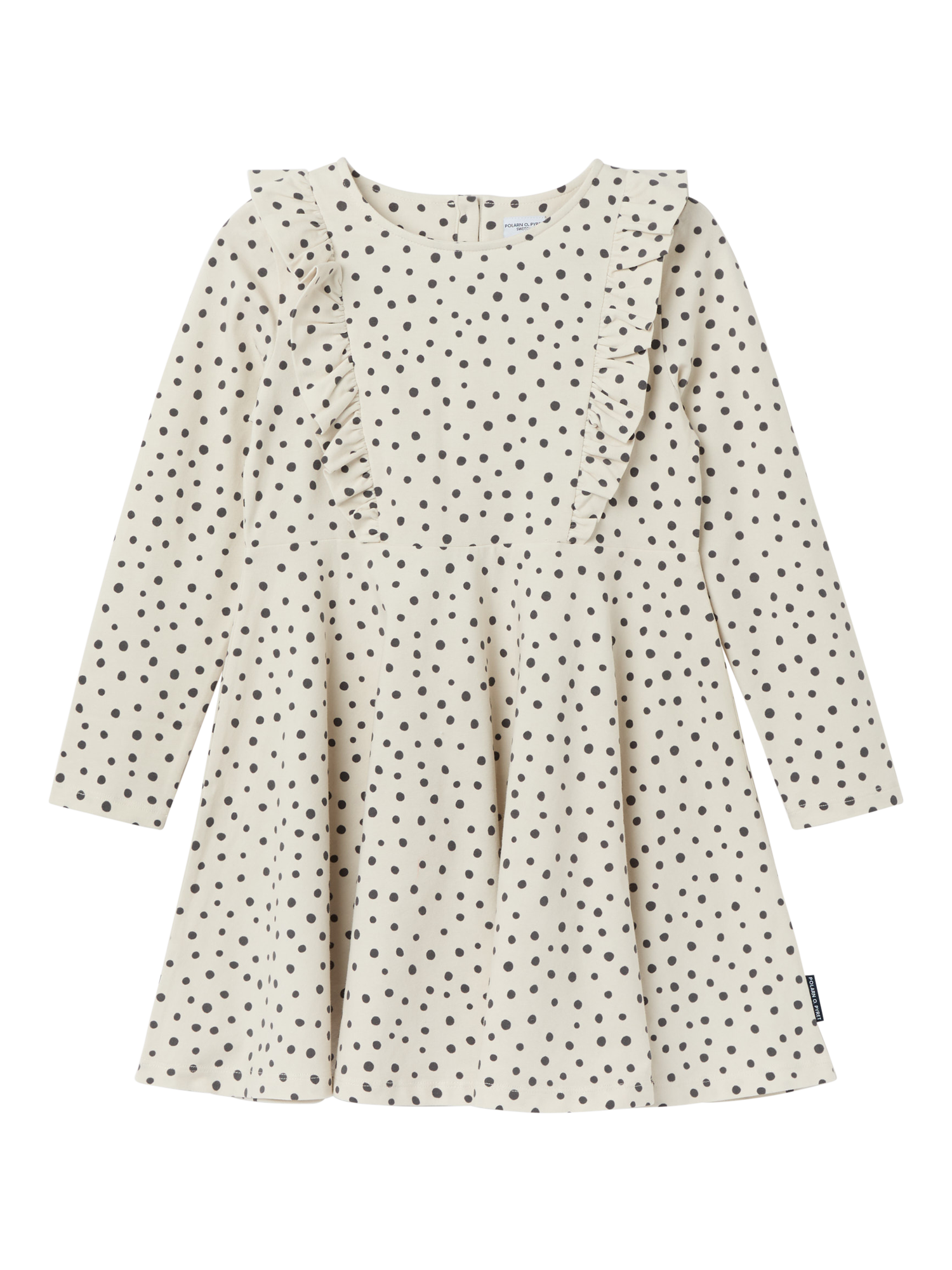 Polarn O. Pyret Kids' Polka Dot Dress, Oatmeal/Black