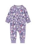 Polarn O. Pyret Baby Organic Cotton Blend Floral Print Sleepsuit, Purple