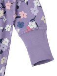 Polarn O. Pyret Baby Organic Cotton Blend Floral Print Sleepsuit, Purple