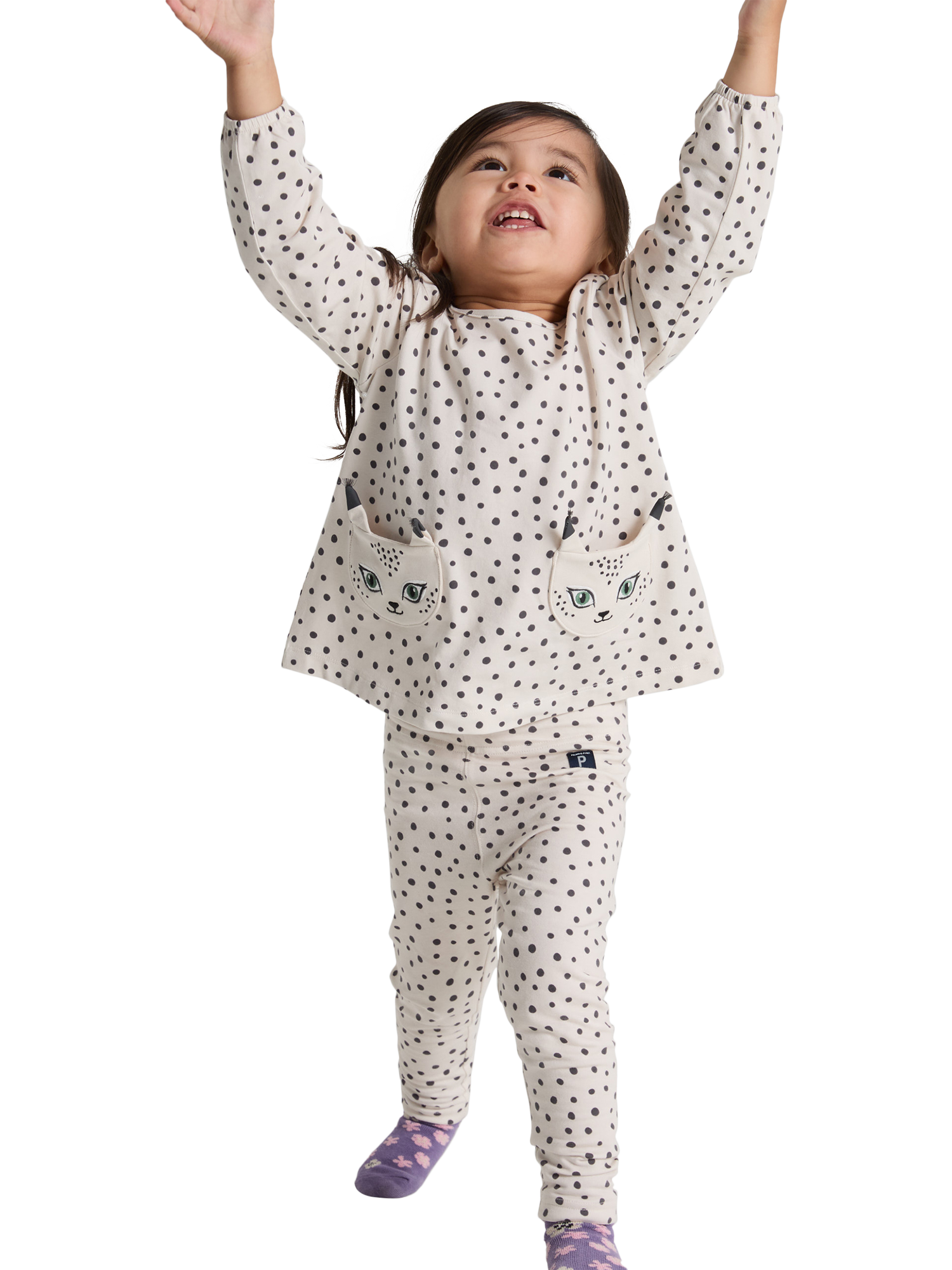 Polarn O. Pyret Kids' Dotted Leggings, Natural