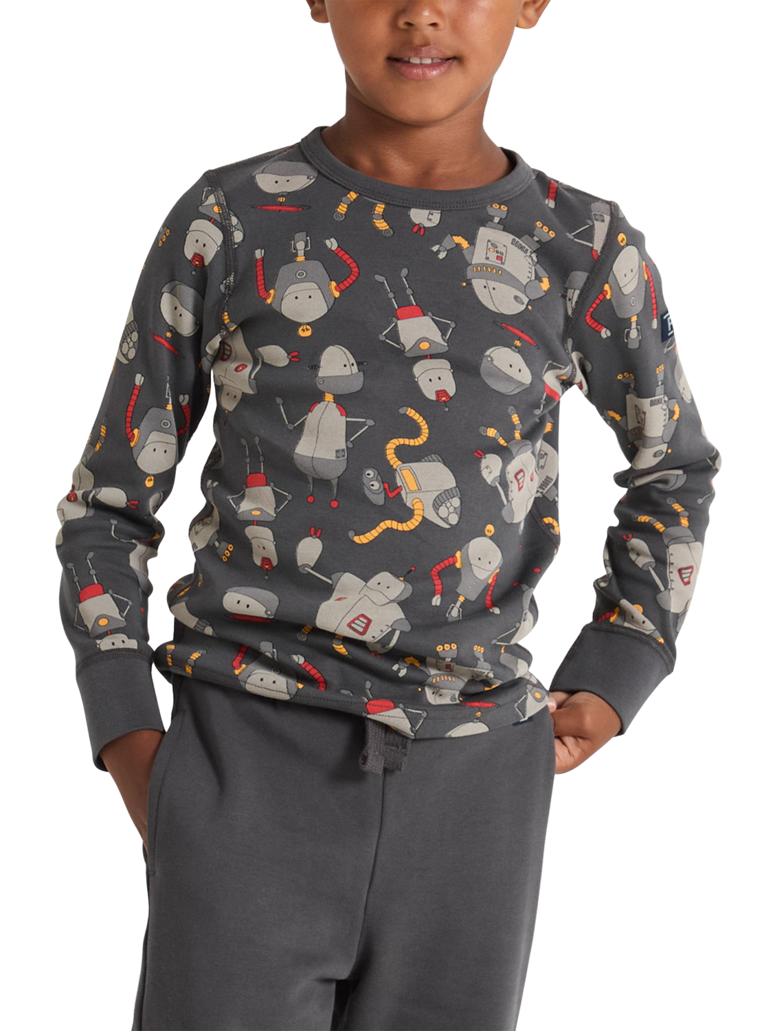 Polarn O. Pyret Kids' Robot Top, Grey