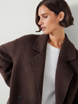 HUSH Pure Wool Double Faced Coat - view 2, Chocolate