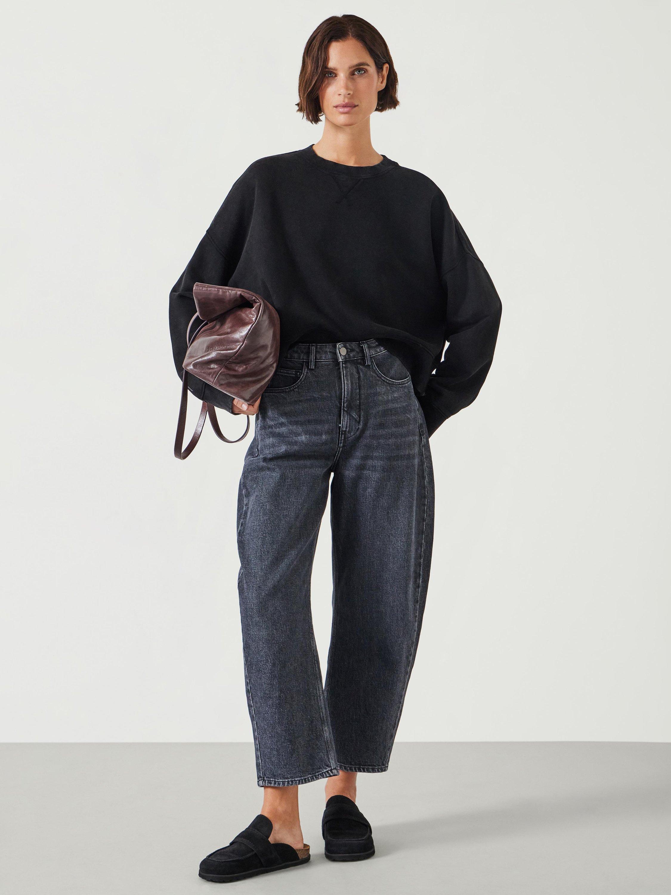 Product image 2 of 6, which shows HUSH Micaela Cropped Sweatshirt, Washed Black, XXS-XS