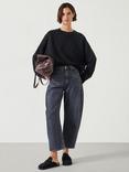 HUSH Micaela Cropped Sweatshirt, Washed Black