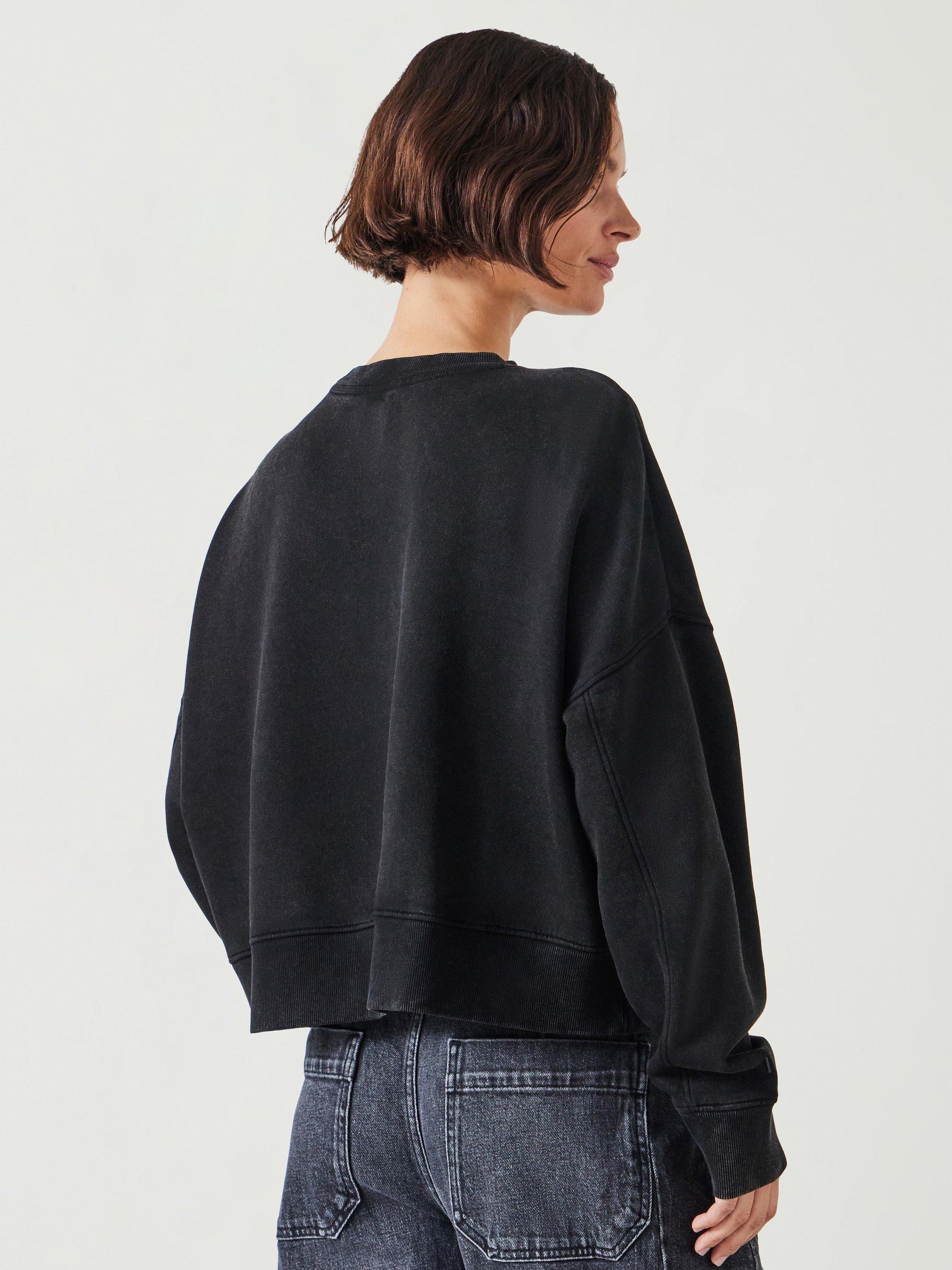 Product image 3 of 6, which shows HUSH Micaela Cropped Sweatshirt, Washed Black, XXS-XS