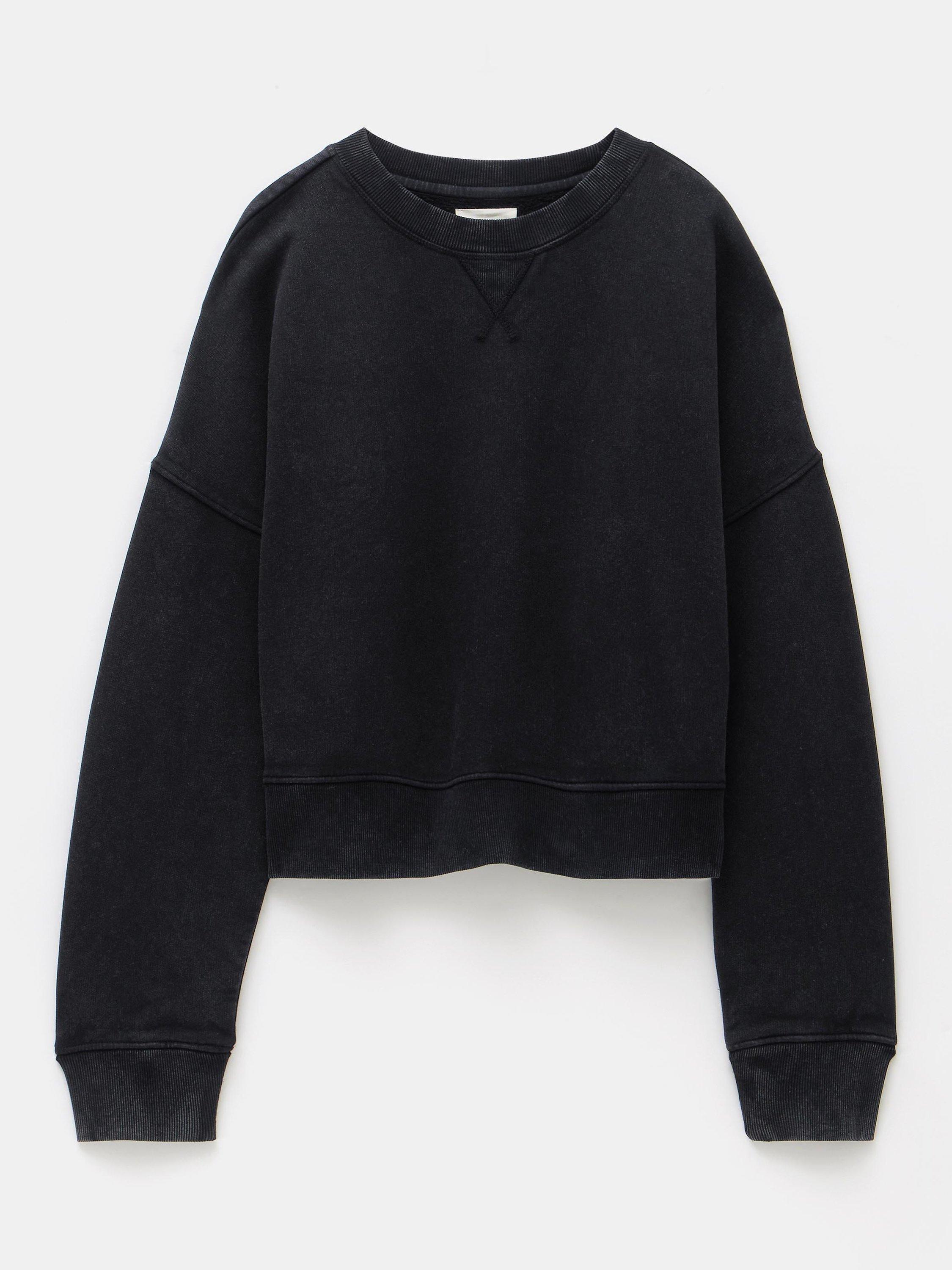 Product image 4 of 6, which shows HUSH Micaela Cropped Sweatshirt, Washed Black, XXS-XS