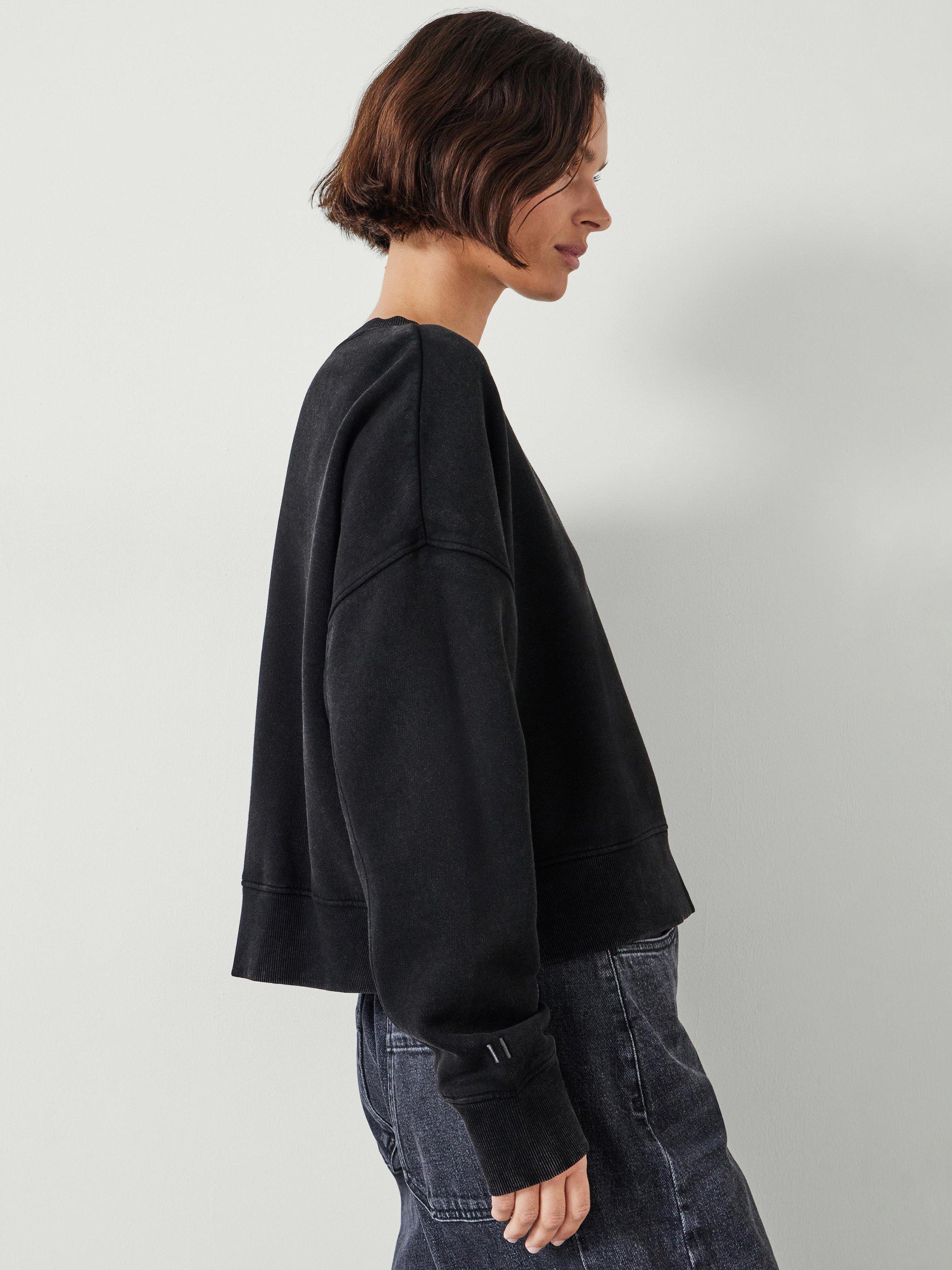Product image 5 of 6, which shows HUSH Micaela Cropped Sweatshirt, Washed Black, XXS-XS
