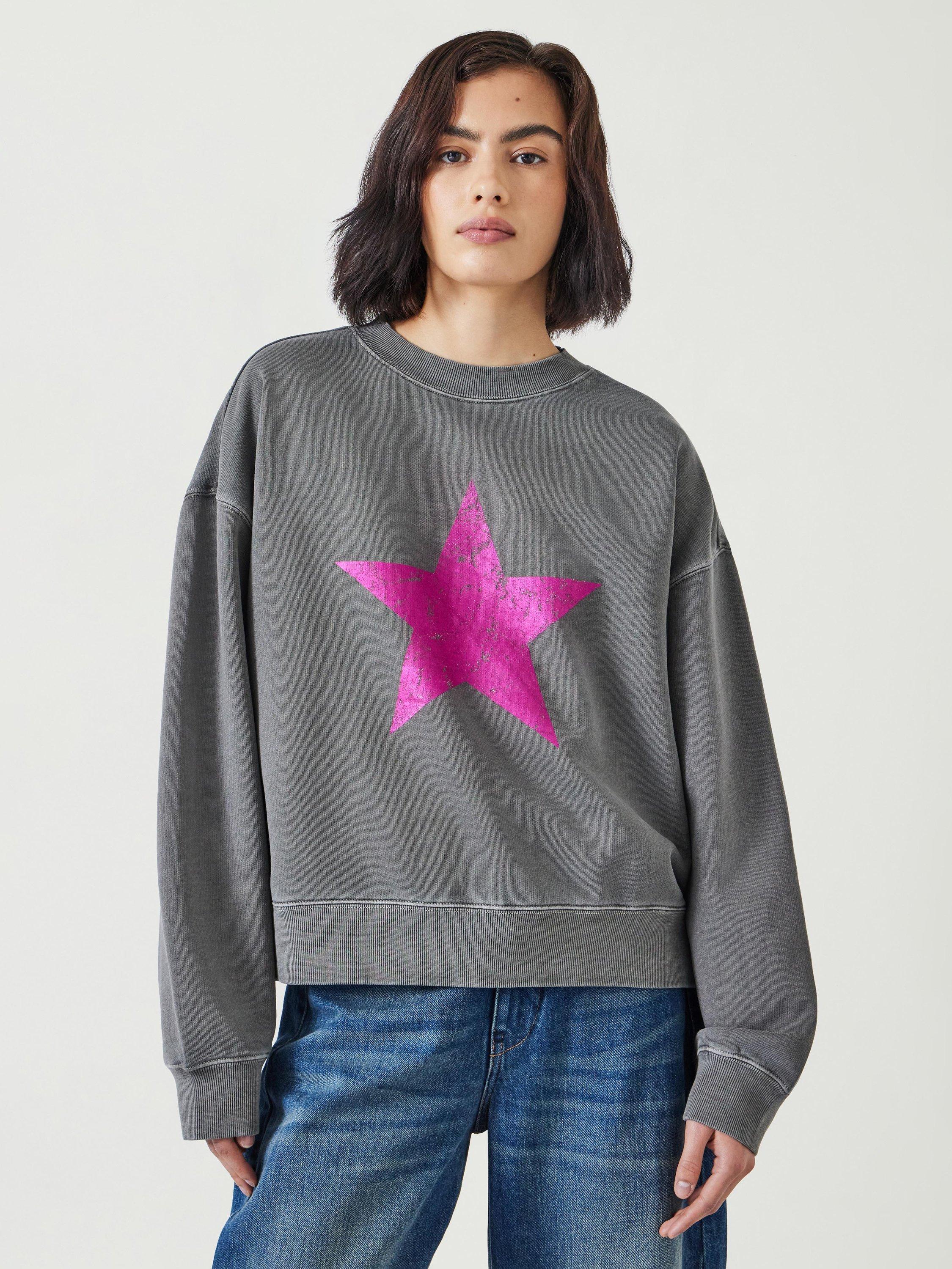 HUSH Roxy Metallic Star Sweatshirt Grey Pink