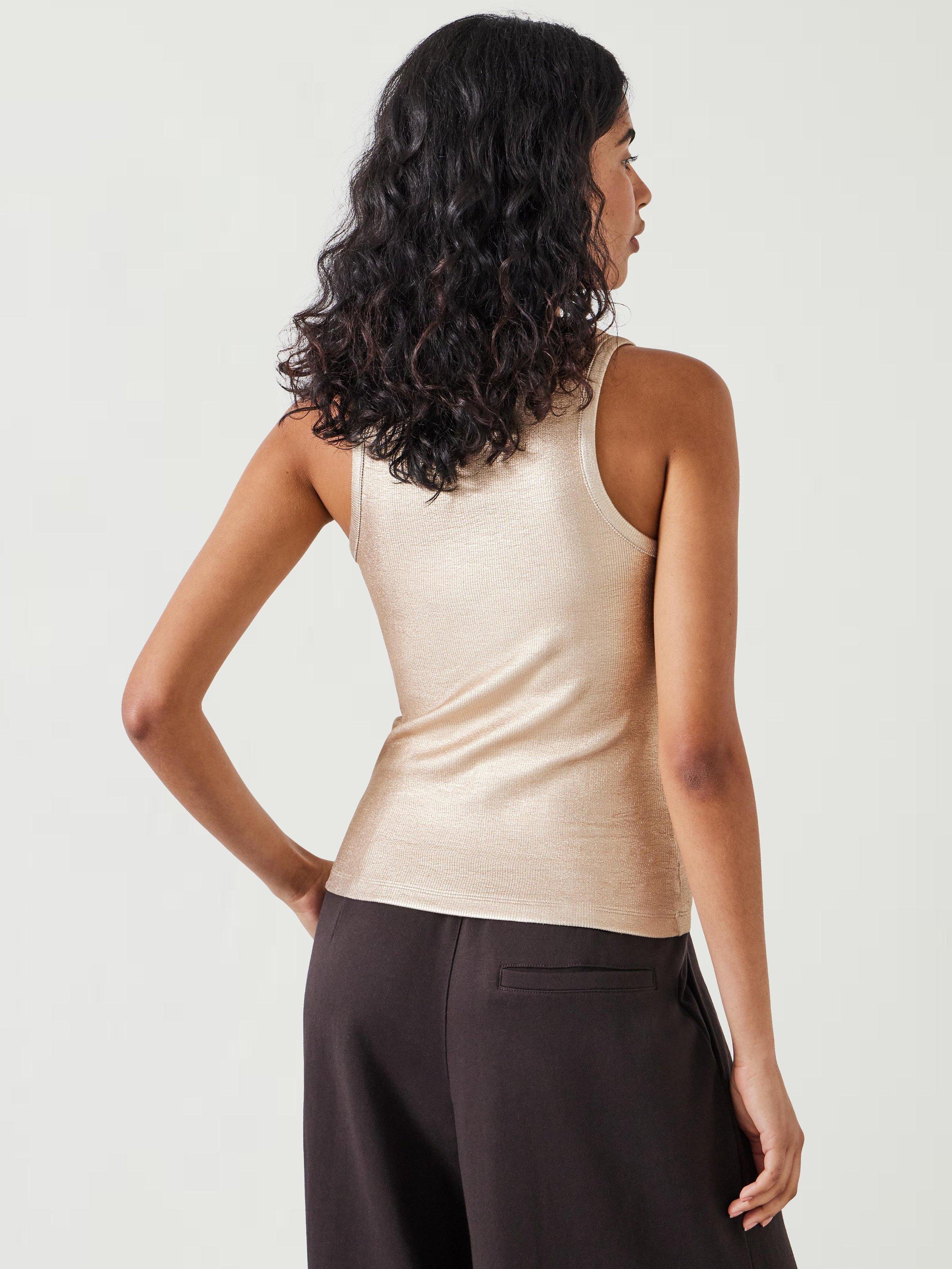 Product image 3 of 6, which shows HUSH Alyssa Metallic Top, Gold, XXS