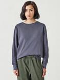 HUSH Emily Puff Sleeve Cotton Jersey Top, Dark Grey