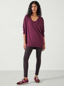 HUSH Gillian V Neck Longline Jersey Top containing LENZING™ ECOVERO™ Viscose - view 2, Wine