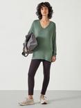 HUSH Gillian Wide V-Neck Jersey Top, Green