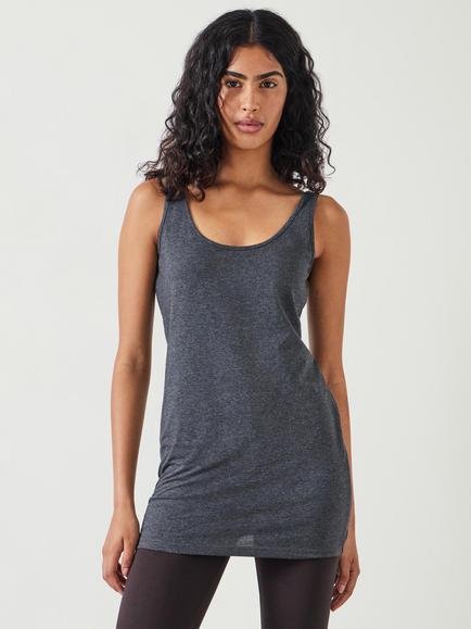HUSH Marcy Longline Tank Top, Charcoal Marl