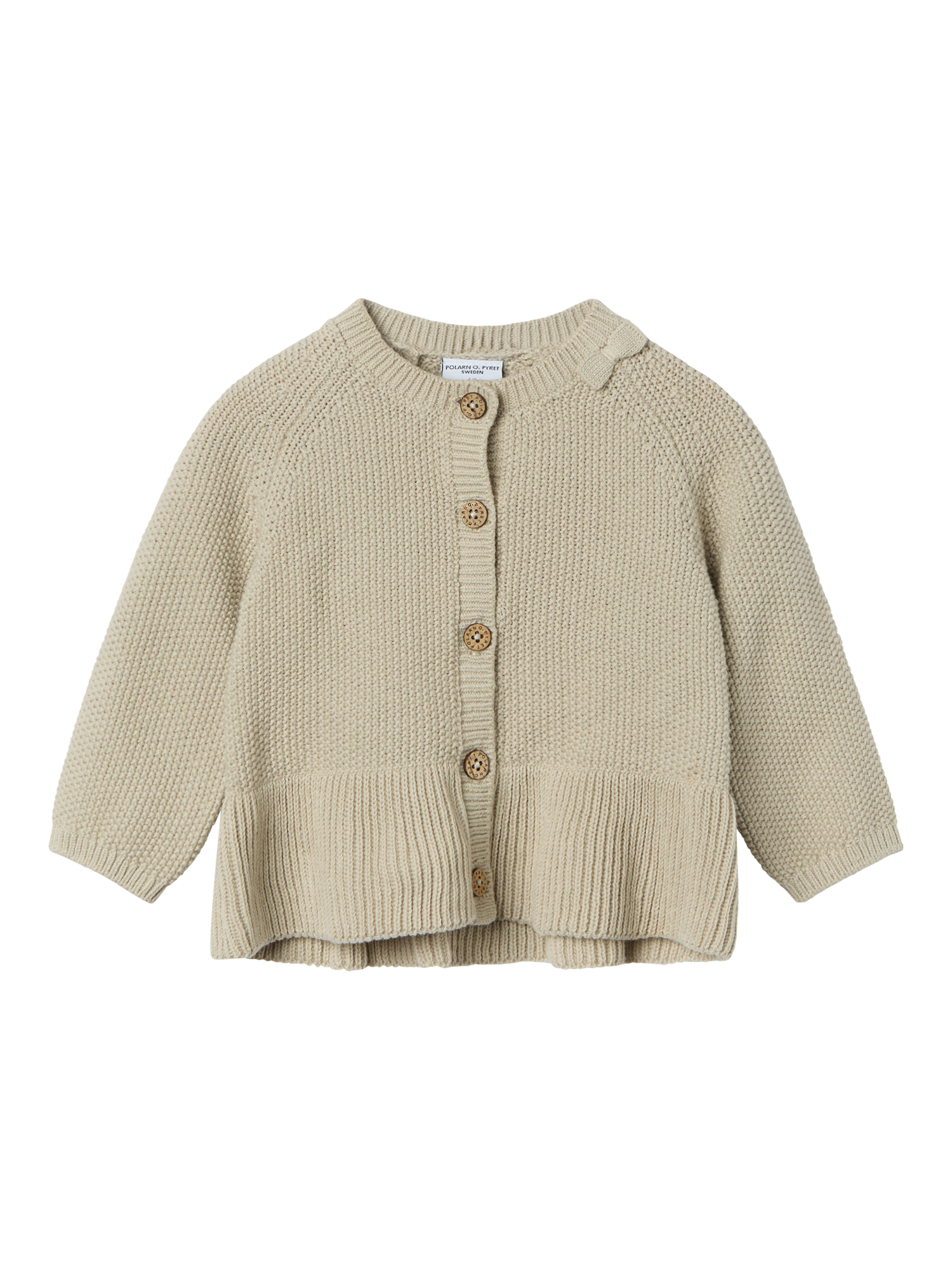 Polarn O. Pyret Baby Organic Cotton Cardigan, Natural