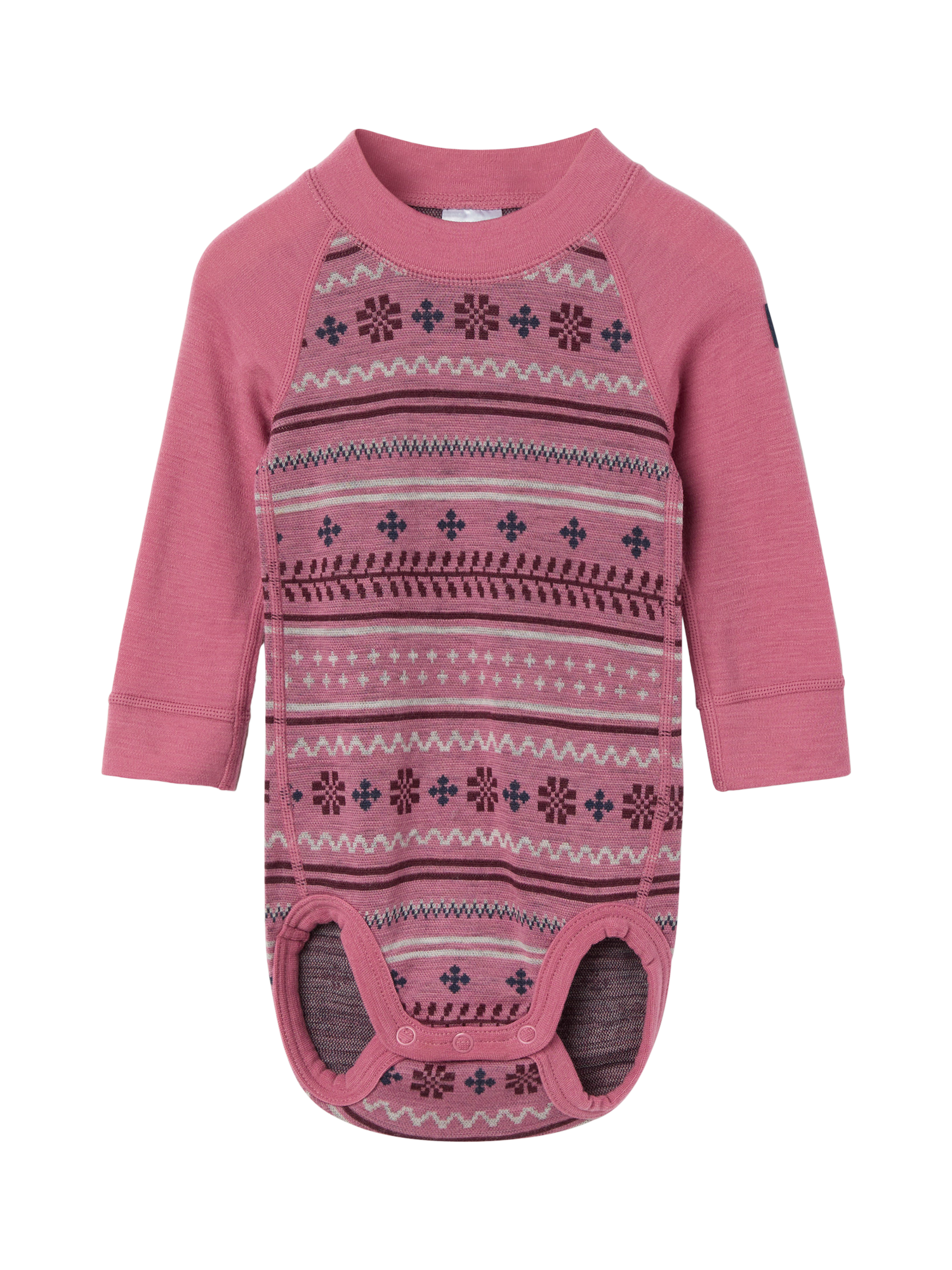 Polarn O. Pyret Baby Merino Wool Fair Isle Long Sleeve Body Suit