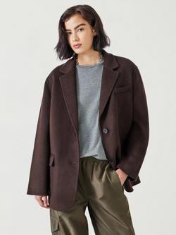 HUSH Pure Wool Double Face Coat, Chocolate