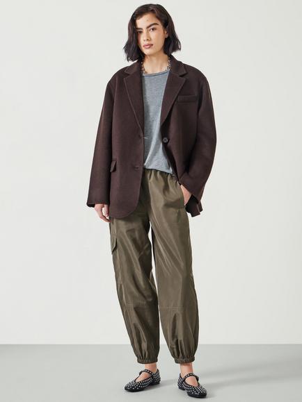 HUSH Pure Wool Double Face Coat - view 2, Chocolate