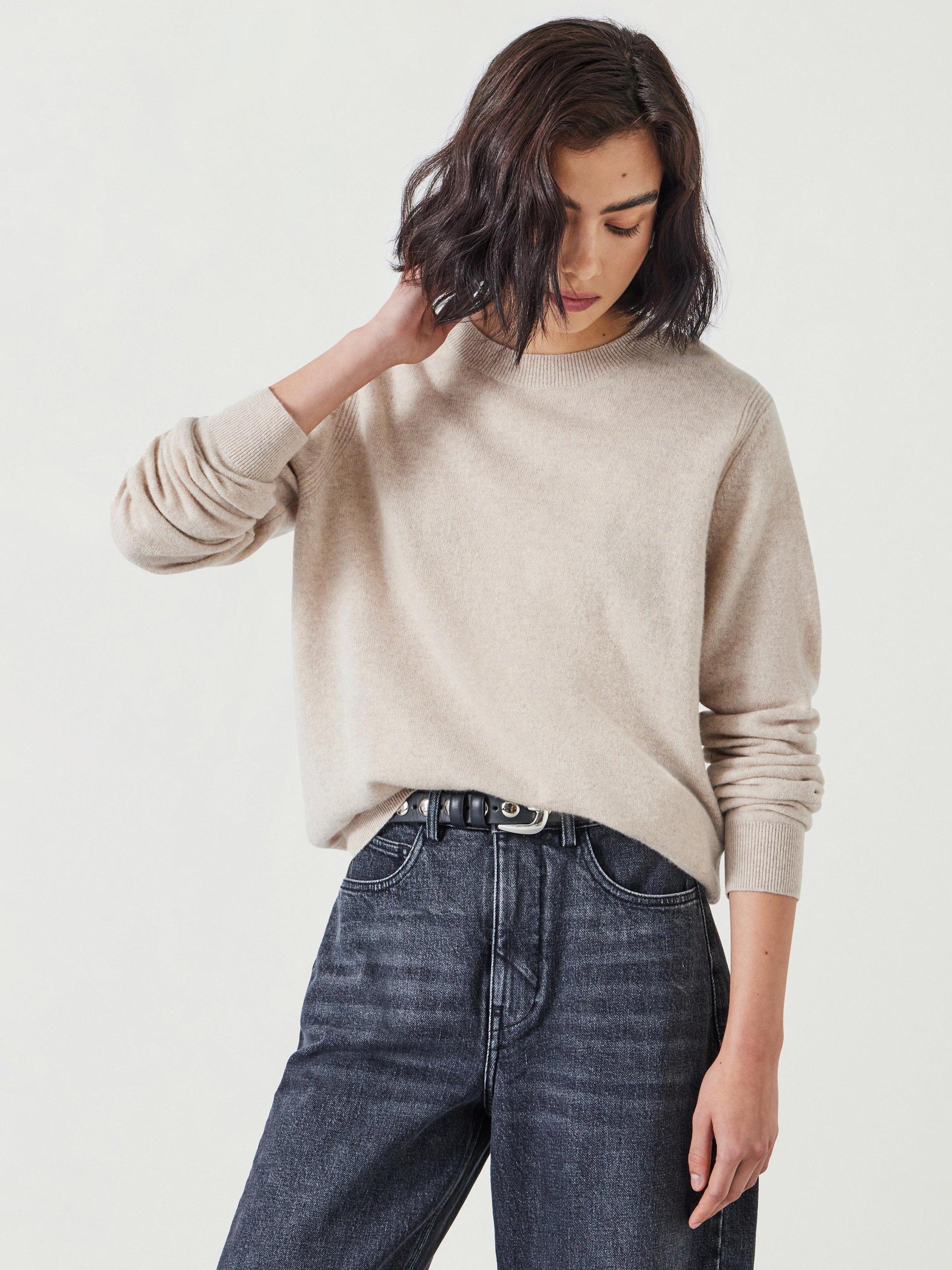 Product image 1 of 5, which shows HUSH Ivy Fine Merino Wool Jumper, Oatmeal, XXS