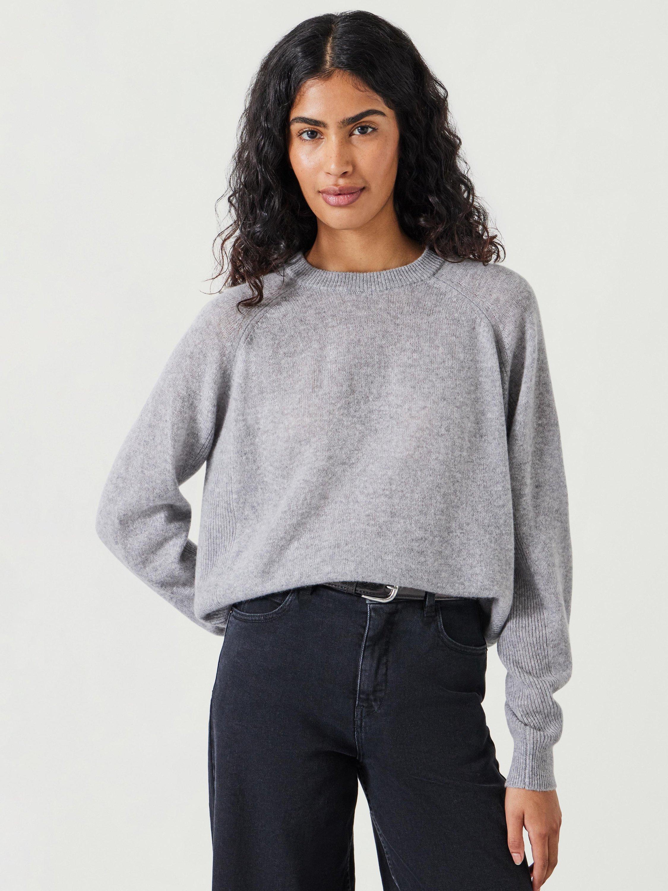 Product image 1 of 5, which shows HUSH Jasmine Cashmere Rib Jumper, Grey, L