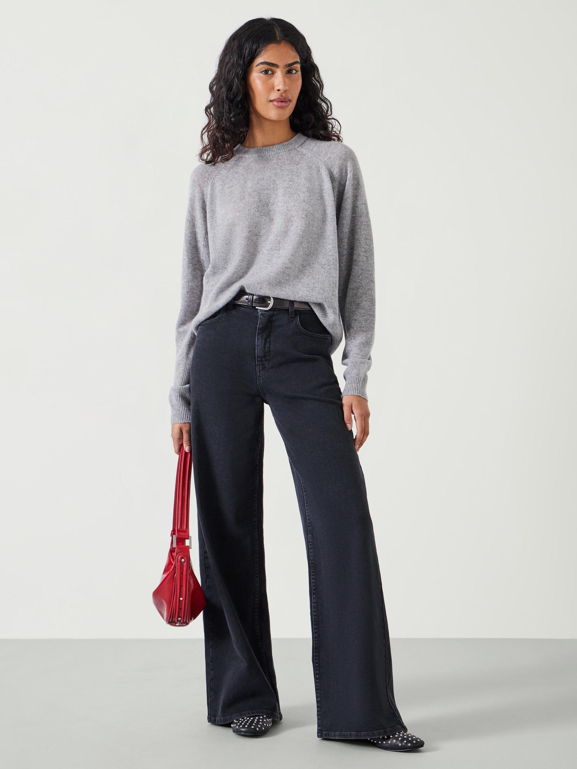Product image 2 of 5, which shows HUSH Jasmine Cashmere Rib Jumper, Grey, L