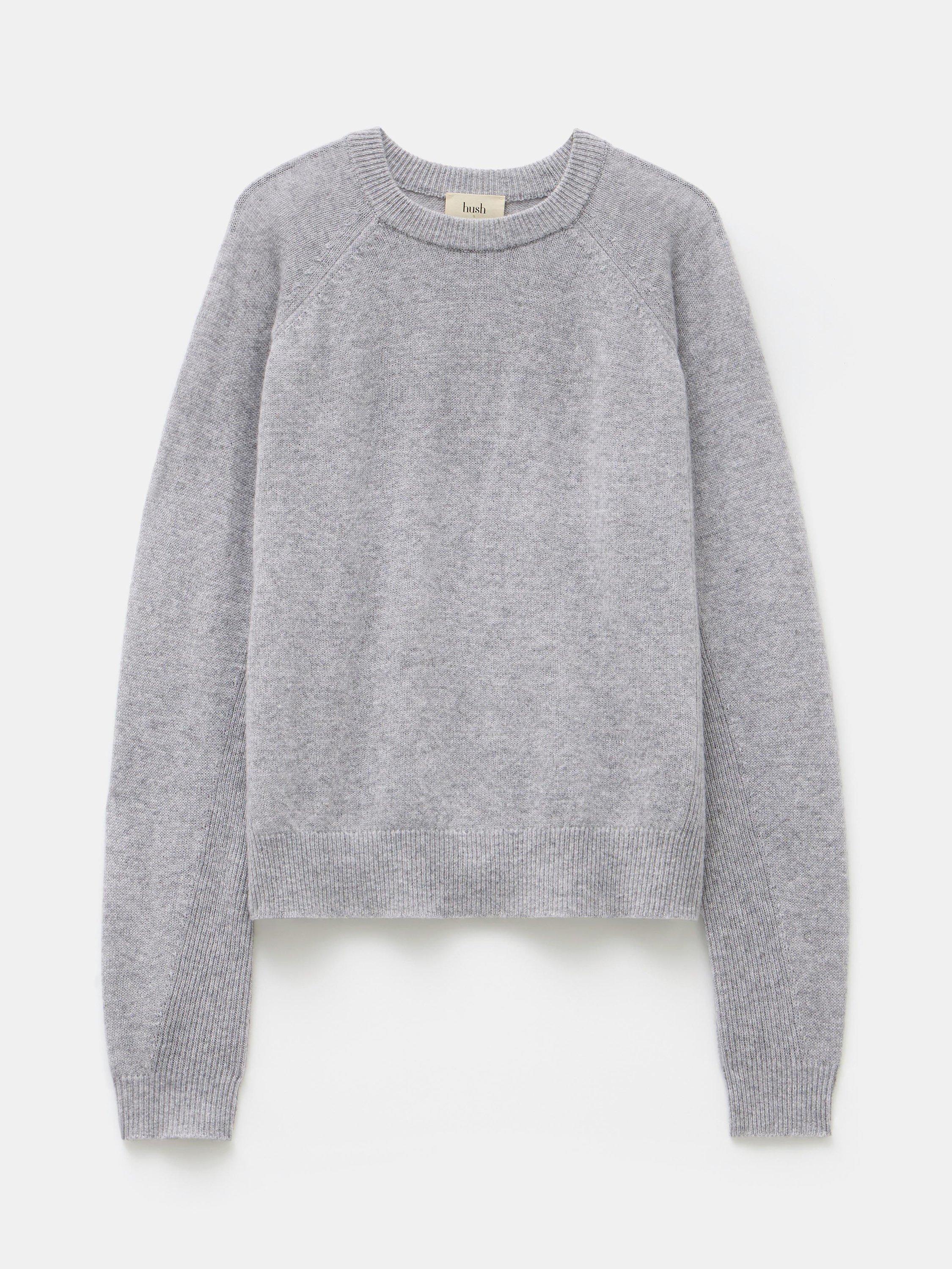 Product image 4 of 5, which shows HUSH Jasmine Cashmere Rib Jumper, Grey, L