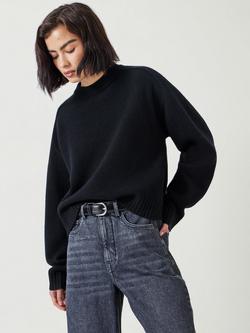 HUSH Nina Pure Merino Wool Crop Jumper, Black