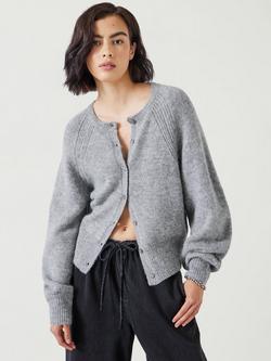 HUSH Sophia Wool Blend Cardigan, Mid Grey