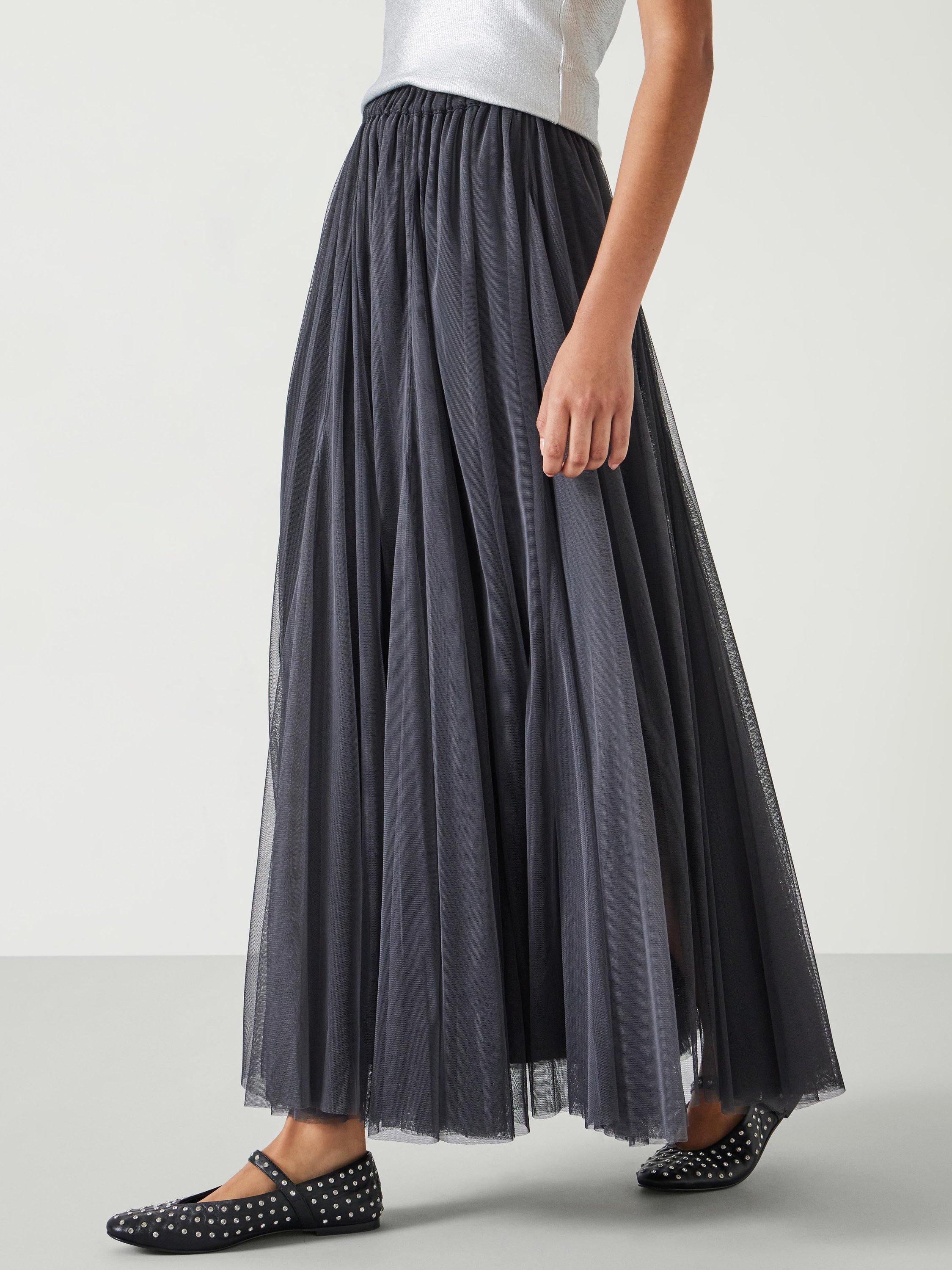 Product image 1 of 5, which shows HUSH Millie Godet Skirt, Charcoal, 4