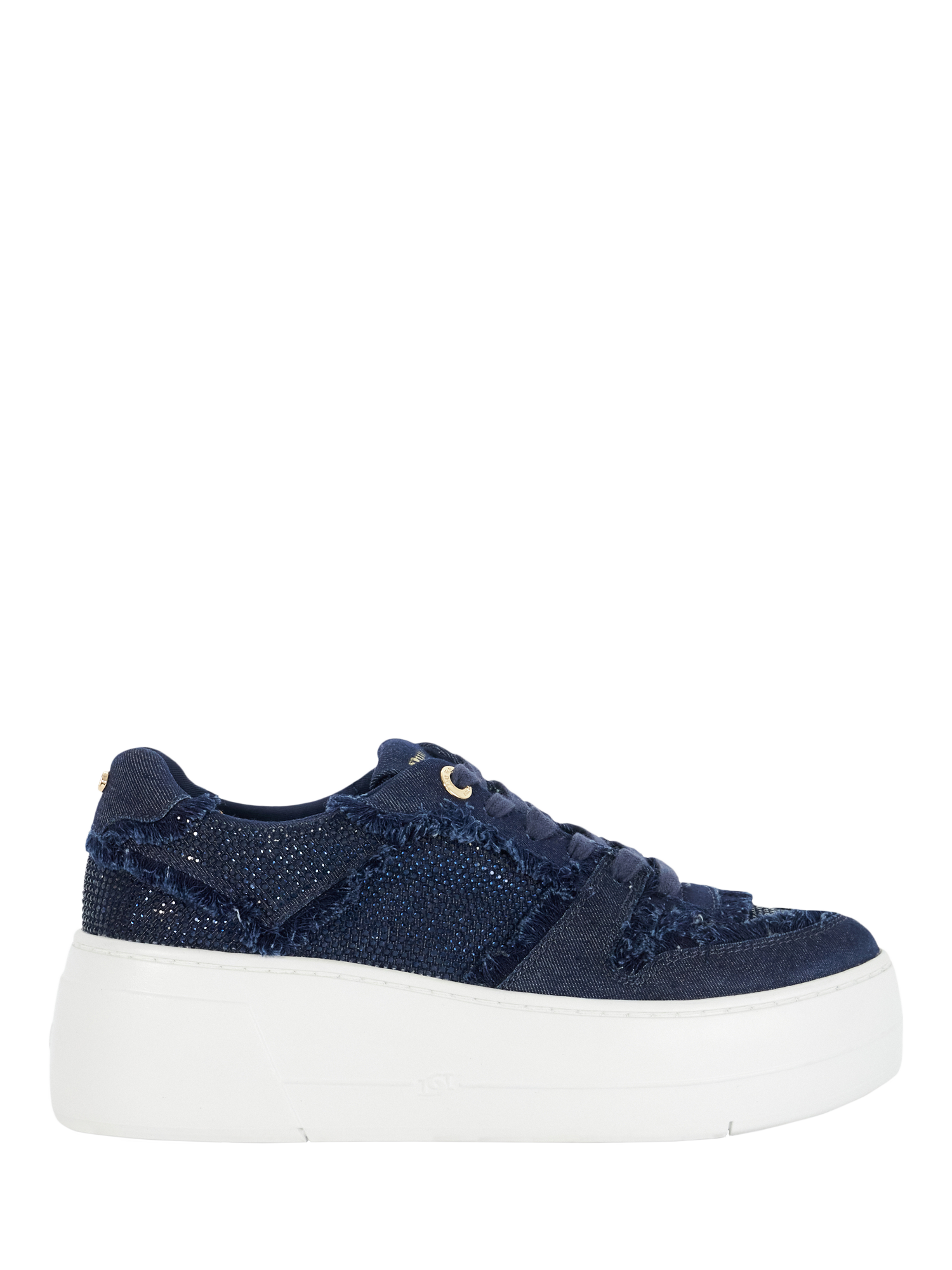 Dune Evangelyn Lace Up Chunky Flatform Trainers, Navy