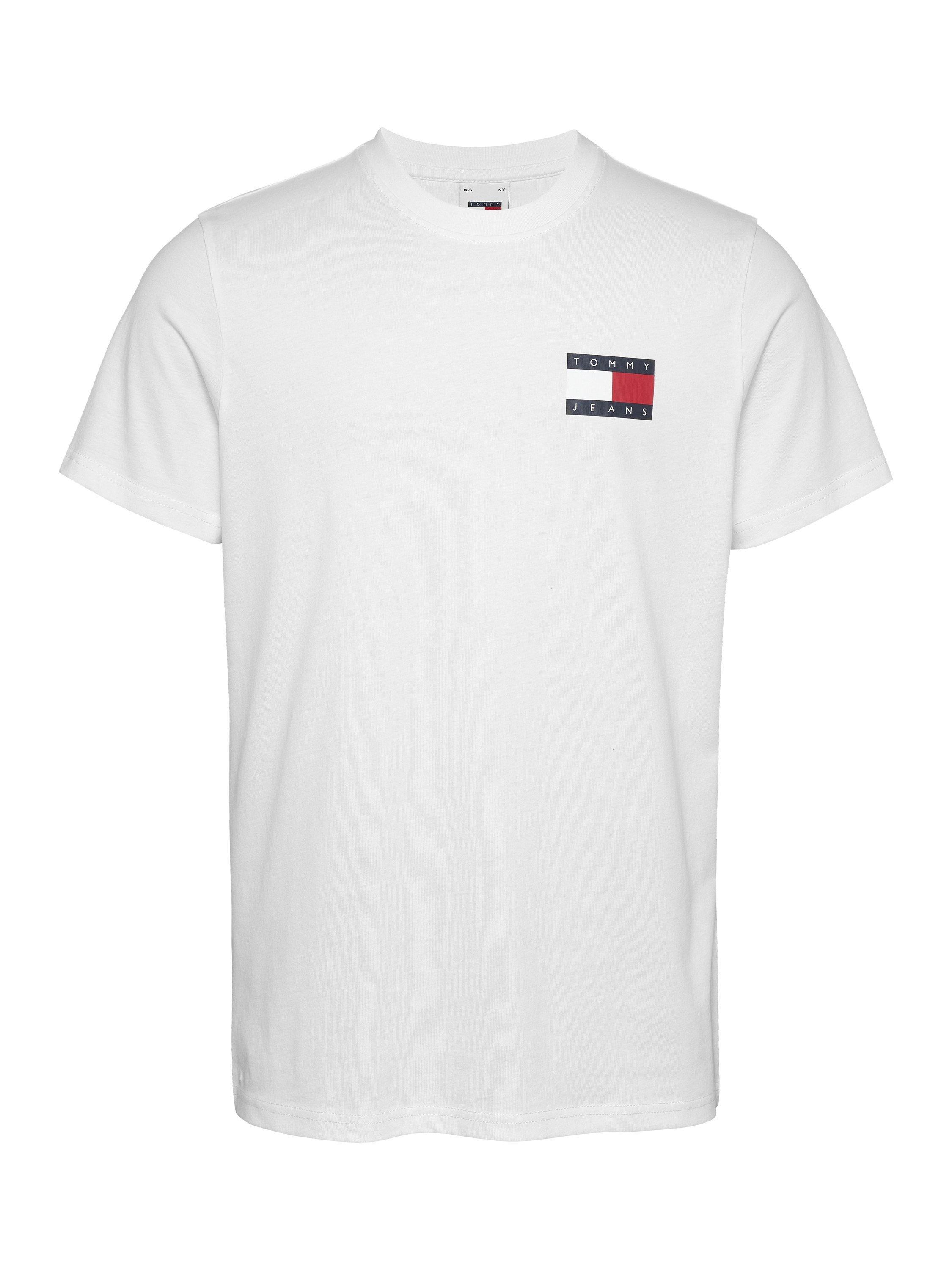 Product image 1 of 2, which shows Tommy Jeans Short Sleeve Slim Fit Logo T-Shirt, White, XS