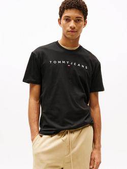 Tommy Jeans Linear Logo Embroidery T-Shirt, Black