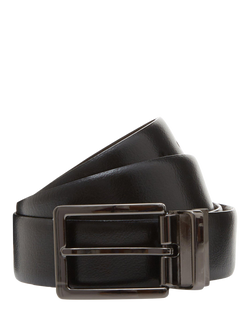 Dune London Opra Leather Reversible Belt, Black, Black