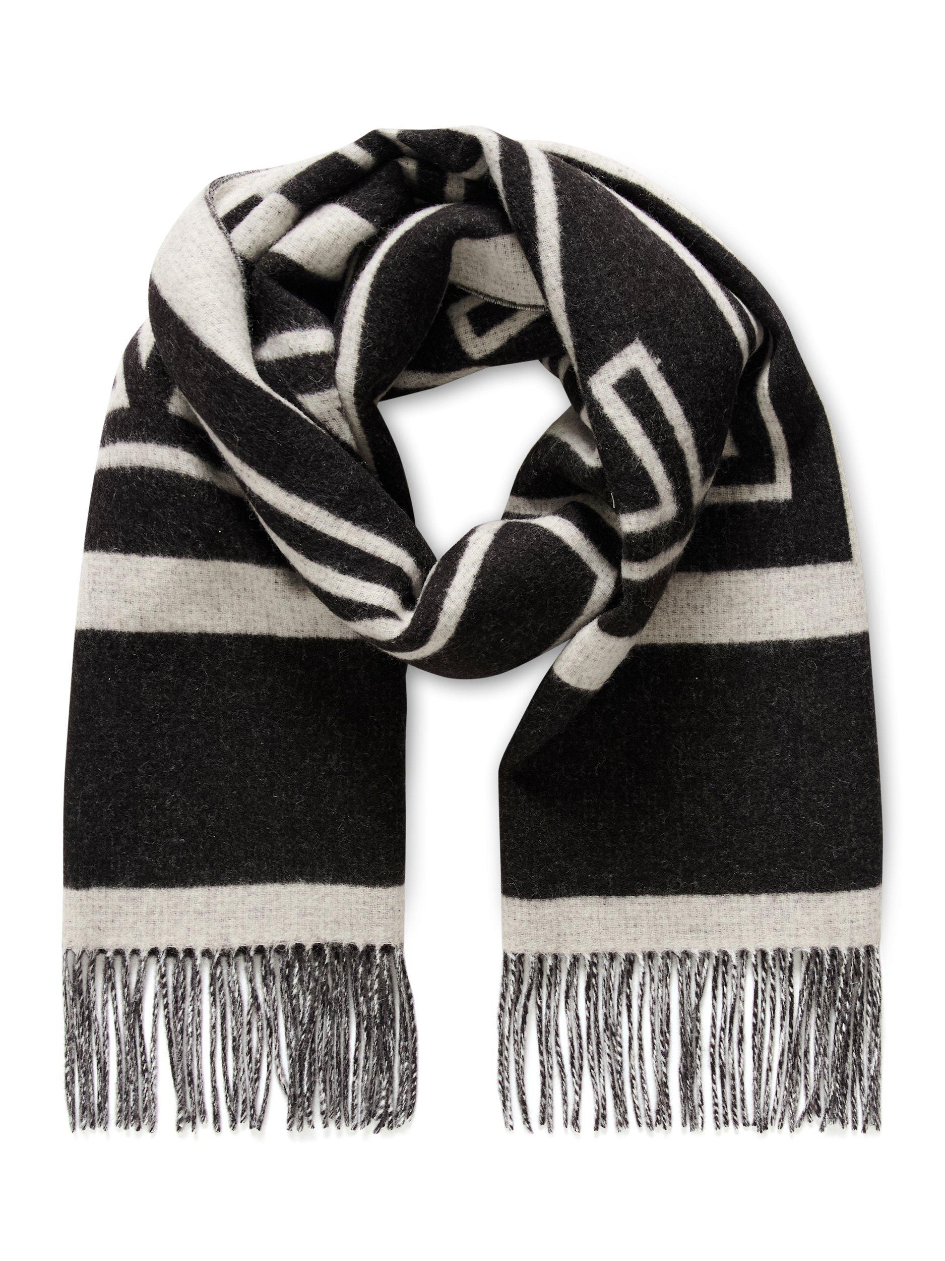 Product image 1 of 2, which shows InWear Myrthe Logo Pure Wool Scarf, Black/White