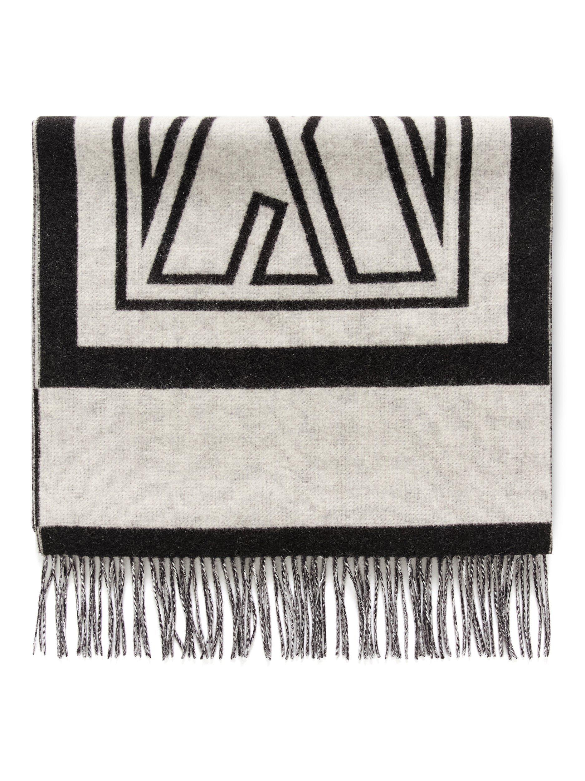Product image 2 of 2, which shows InWear Myrthe Logo Pure Wool Scarf, Black/White