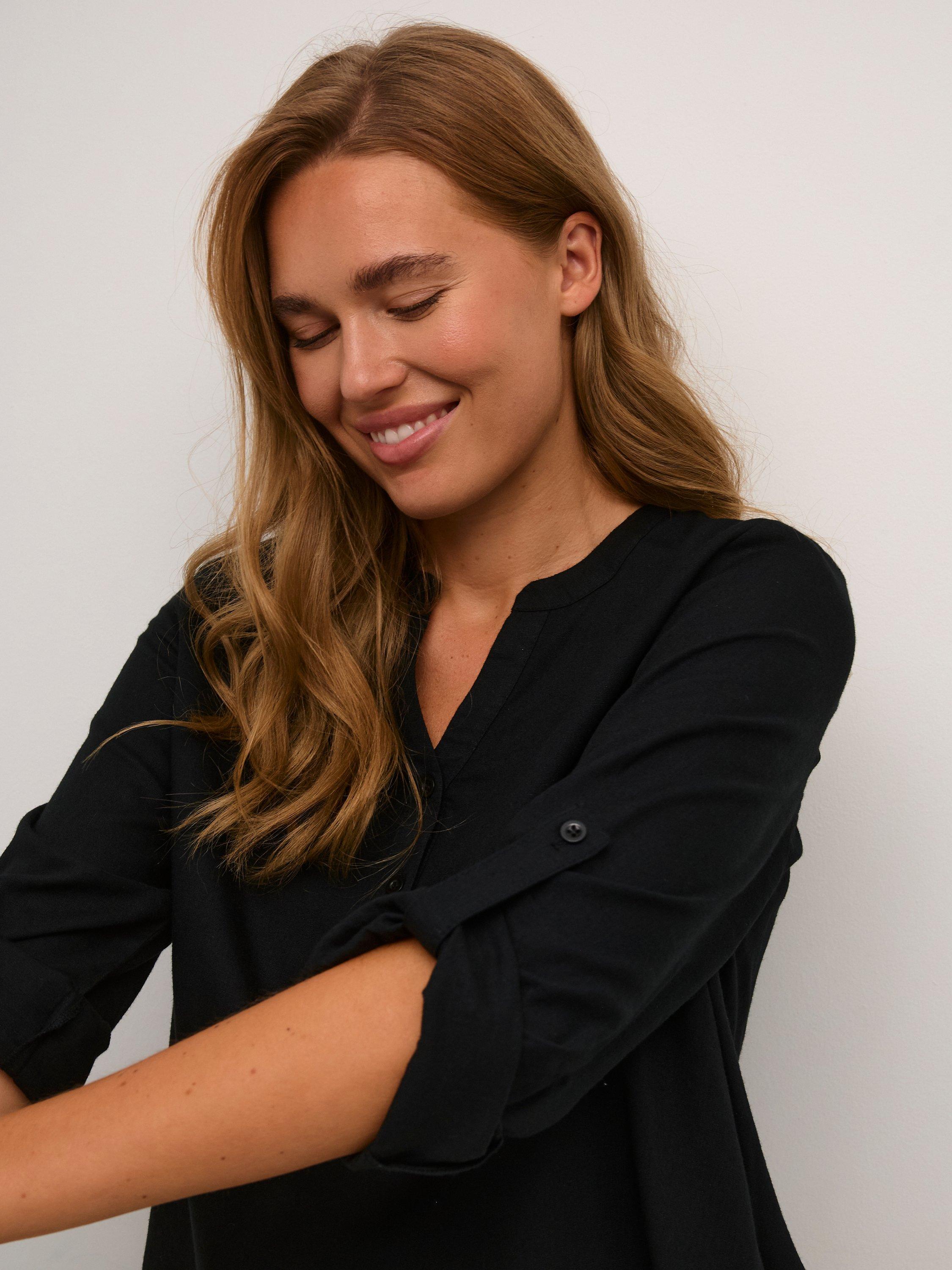 Product image 4 of 6, which shows KAFFE Milia Blouse, Black, 8