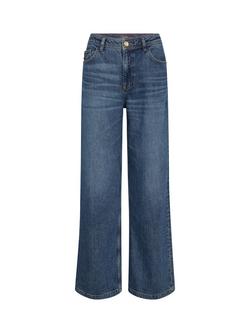 MOS MOSH Dara Lititi High Waisted Wide Leg Jeans, Dark Blue, Dark Blue