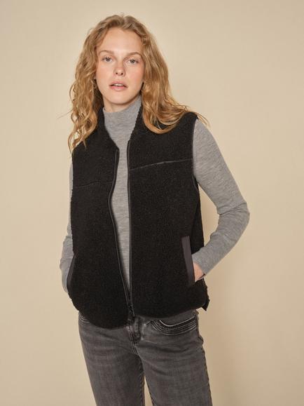 MOS MOSH Rowe Teddy Waistcoat, Black, Black