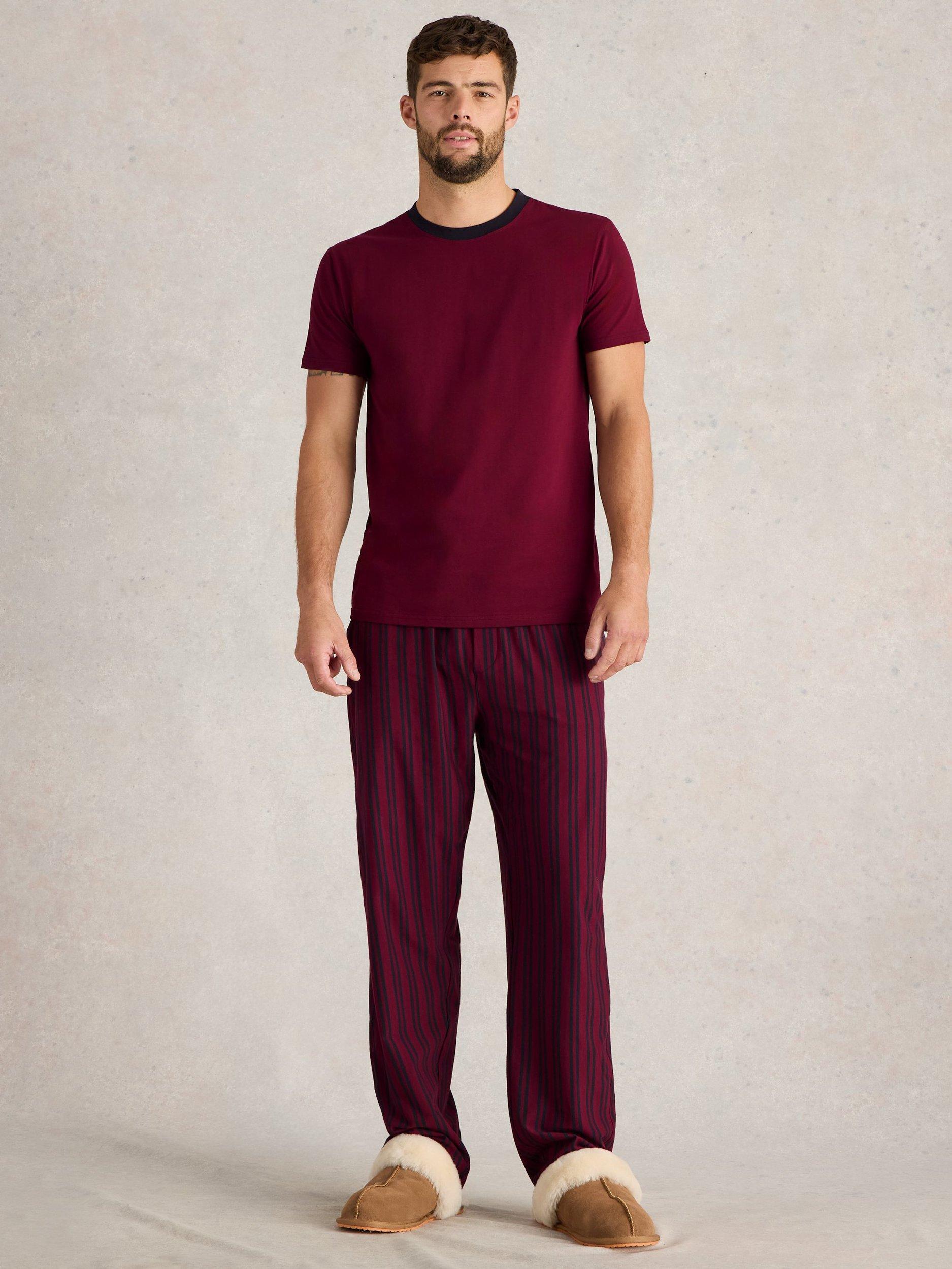 White Stuff Men's Evershot Pyjama Set, Plum/Multi