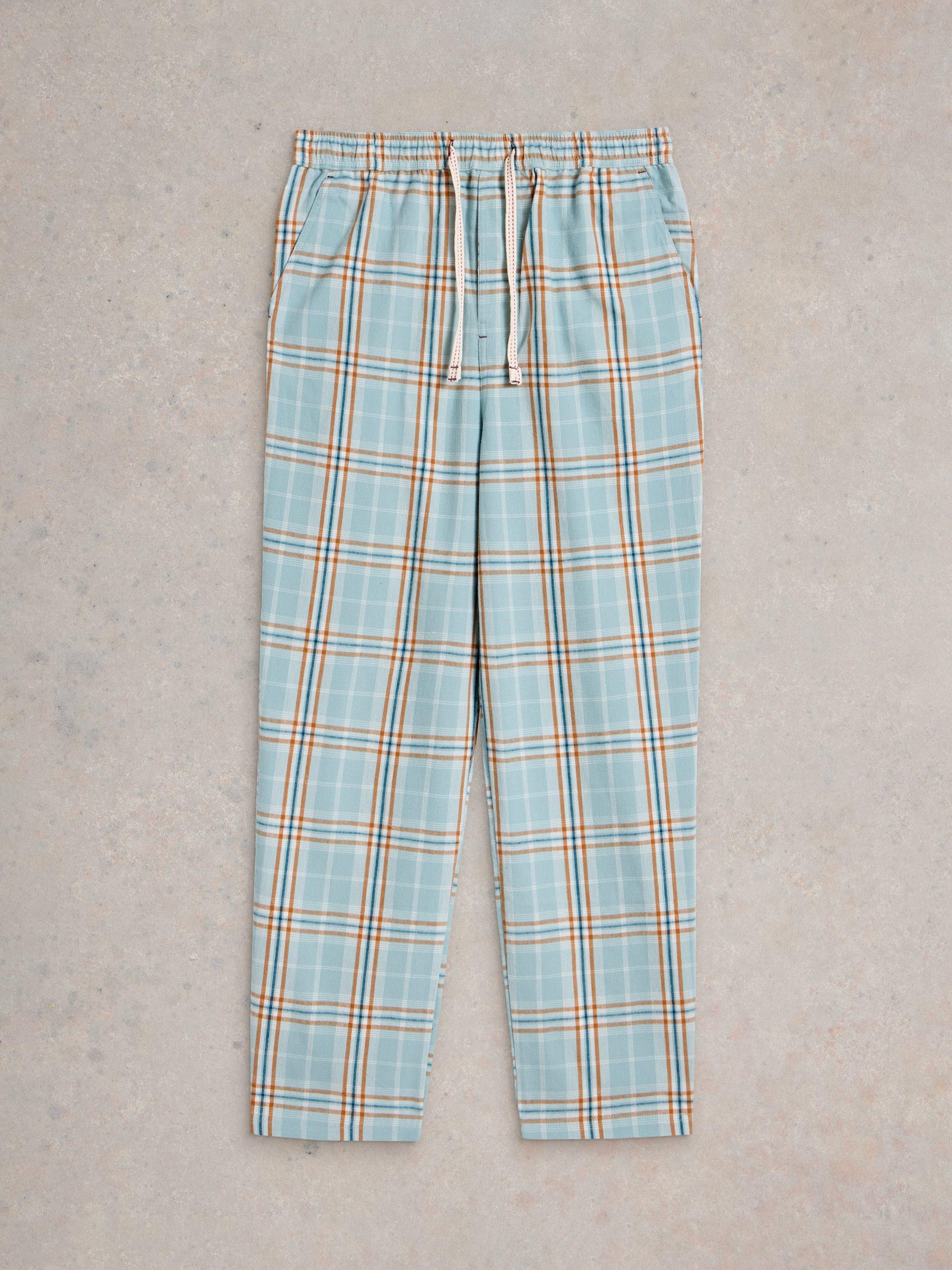 Product image 1 of 2, which shows White Stuff Moorland Check Brushed Cotton Pyjamas Bottoms, Blue/Multi, XXS