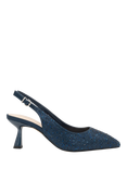 Paradox London Fiora Wide Fit Diamante Kitten Heel Slingback Court Shoes, Navy