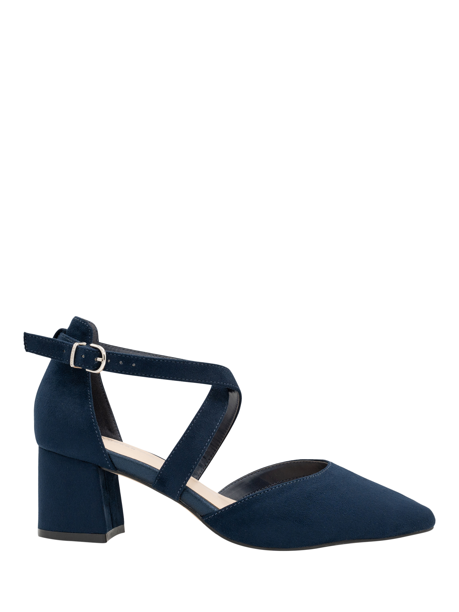 Paradox London Ffion Wide Fit Block Heel Court Shoe Navy