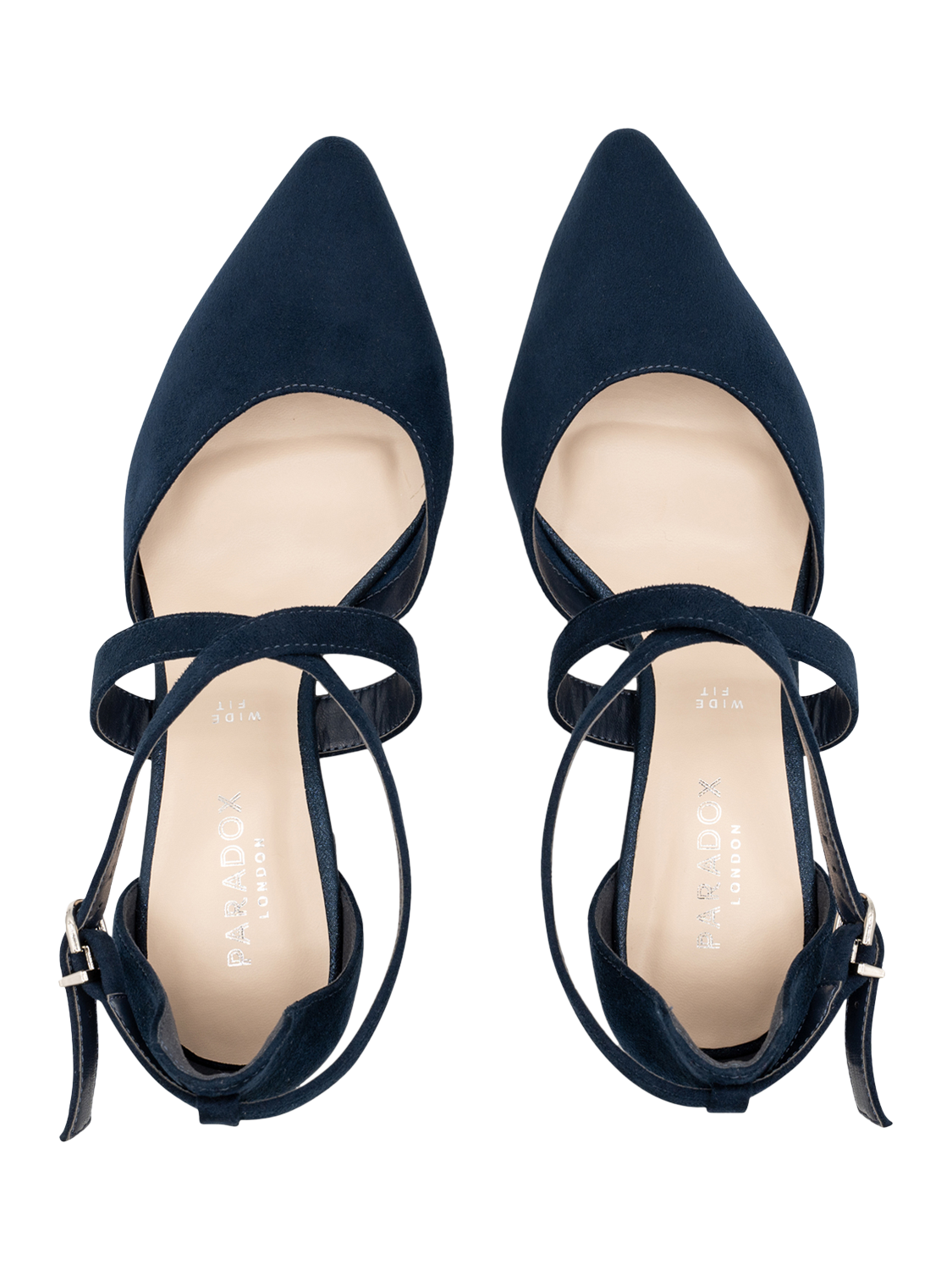 Product image 4 of 5, which shows Paradox London Ffion Wide Fit Block Heel Court Shoe, Navy, 3